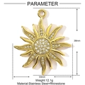 Golden sun pendant made of stainless steel with crystals and jewelry dimensions - Gold Sun Radiant Style (YE1077-2)