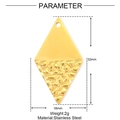 Golden diamond-shaped stainless steel pendant with hammered texture and 32mm size detail - Rhombus Style (XF665)