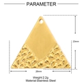 Golden geometric triangle pendant in stainless steel with hammered texture details - Inverted Triangle Style (XF666)