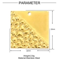 Square hammered texture titanium steel pendant in golden finish for jewelry making - Square Style (XF667)