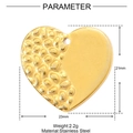 Golden stainless steel heart pendant with hammered texture and polished finish details - Heart Shape Style (XF668)