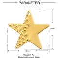 Star-shaped gold stainless steel pendant with hammered and polished textures - Star Style (XF669)
