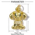 Golden puppy pendant with zircon details measuring 20mm height and 13mm width - Gold Dog with Zircon Style (YE1338)