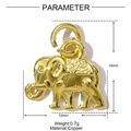 Goldener Elefanten-Anhänger aus Kupfer für DIY-Schmuck, 14x12mm mit Zirkonia-Akzenten - Elefanten-Stil (YE1391)
