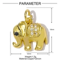 Goldener Elefantenanhänger mit klaren Zirkonia-Steinen für DIY-Schmuckherstellung - Zirkon Elefanten-Stil (YE1392)