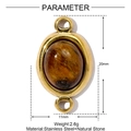 Tijgeroog natuursteen ovale hanger met gouden roestvrijstalen frame voor DIY-sieraden - Ovale connector met tijgeroog (YE1354-3)
