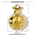 Vergulde roestvrijstalen lieveheersbeestje hanger met zirkonia en afmetingen - Gouden lieveheersbeestje met witte zirkoon (YE1355-1)