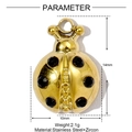 Gouden lieveheersbeestje hanger van roestvrij staal met zwarte zirkoon en afmetingen - Gouden lieveheersbeestje met zwarte zirkoon (YE1355-2)