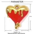 Pendente a cuore in smalto rosso con cornice dorata in acciaio inox e design a goccia - Stile Cuore Fluido Rosso (YE1125-3)