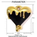 Ciondolo a cuore dorato con smalto nero, charm in acciaio inossidabile da 16x17mm elegante - Stile Cuore Fluido Nero (YE1125-4)