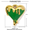 Pendente cuore fuso dorato con smalto verde in acciaio inossidabile di qualità - Stile Cuore Fluido Verde (YE1125-5)