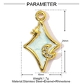 Pendente a stella in acciaio inossidabile dorato con smalto azzurro e strass lucidi - Stile Stella Luna Blu (YE1126)