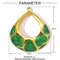 Colgante gota de agua de acero inoxidable dorado con esmalte de purpurina verde - Estilo Gota de Agua Purpurina Verde (YE1175-2)