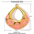Colgante de gota hueca en esmalte naranja con purpurina dorada y dimensiones - Estilo Gota de Agua Purpurina Naranja (YE1175-3)