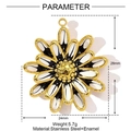 Gold-plated flower pendant with black and white enamel petals in stainless steel - Black White Bicolor Daisy (YE1171)