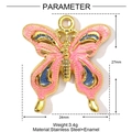 Pendente a farfalla in acciaio inossidabile con smalto rosa e blu e specifiche tecniche - Farfalla in Smalto Rosa (YE1179-3)