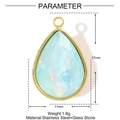 Teardrop light blue faceted glass pendant with gold stainless steel frame 17mm - Light Blue Water Drop Style (YE1251-1)