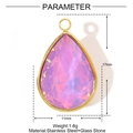 Water drop shape lavender glass pendant with gold stainless steel frame and 17mm size - Pink Purple Water Drop Style (YE1251-2)