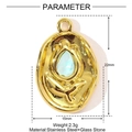Golden stainless steel tulip pendant with blue teardrop gemstone and dimension metrics - Blue Tulip (YE1257-3)