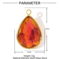 Waterdrop orange glass stone pendant in golden stainless steel with size dimensions - Orange Yellow Water Drop Style (YE1251-3)