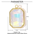 Rectangular iridescent glass pendant with gold stainless steel frame 17mm by 11mm - Iridescent Rectangle Style (YE1252-1)