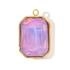Rectangle purple glass pendant with gold-plated stainless steel frame for DIY necklace - Purple Rectangle Style (YE1252-2)