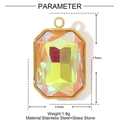 Rectangle iridescent glass pendant with gold stainless steel frame 17mm x 11mm - Iridescent Gemstone Rectangle Style (YE1252-3)