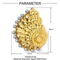 Gouden schelphanger van roestvrij staal met grijze ABS-parels voor DIY-sieraden - Conch Vorm - Grijze Kunstparel (YE1545-3)