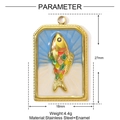 Koi-Anhänger mit Emaille im goldfarbenen Edelstahlrahmen für DIY-Schmuckherstellung - Bunter Goldfisch Rechteckiger Stil (YE1473)