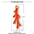 Roter Emaille-Korallenanhänger aus Edelstahl für DIY-Schmuck, Größe 20x6 mm - Roter Korallenzweig-Stil (YE1474)
