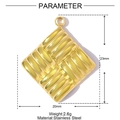 Golden rectangular stainless steel pendant with textured rib surface, size 23mm x 20mm - Woven Texture Square Shape (XF757)