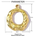Irregular textured gold stainless steel pendant with 21mm height and 18mm width dimensions - Hammered Texture Ring Shape (XF758)