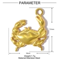 Gouden roestvrijstalen krabhanger met 3D-textuur voor DIY sieraden maken - 3D Gesneden Krab (XF768)
