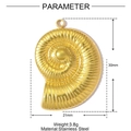 Gouden nautilus schelp hanger van roestvrij staal met radiale textuur voor sieraden maken - Nautilus met Radiaal Patroon (XF770)