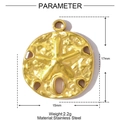 Gouden zanddollar hanger van roestvrij staal met zeester textuur, maat 17x15mm - Korrelige Sand Dollar Zeester (XF771)