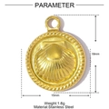 Gouden roestvrijstalen schelphanger met gedraaide touwrand voor doe-het-zelf - Sint-jakobsschelp met Gedraaid Touwpatroon (XF772)