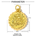 Golden round copper pendant with Be Free engraving and wavy edge design - Be Free Wave Round (YF562)