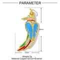 Golden hummingbird pendant with blue enamel wings and sparkling zircon stone details - Colorful Zirconia Bird (YF563)