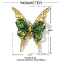 Gouden vlinderhanger van roestvrij staal met groene kralen en hoogte van 45mm - Groene Hars Vlinder Hanger (YF437-3)