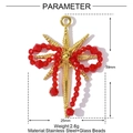 Star and bow pendant with red crystal beads on gold stainless steel frame - Bow Star Style - Red