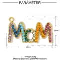 Pendentif lettre Mom doré en acier inoxydable orné de strass colorés scintillants - Style Lettres Mom Colorées (YF380)