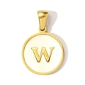 Gold-plated stainless steel shell necklace with round pendant featuring the letter W - Letter W Style (YF367-W)