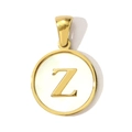 Golden titanium steel necklace featuring a round shell pendant with a 3D letter Z - Letter Z Style (YF367-Z)