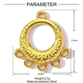 Golden 21x20mm stainless steel fan shape earring connector with floral relief - Round Filigree Scroll Pendant (YF614)