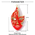 Red enamel Venetian mask pendant in stainless steel with 40mm height and 21mm width - Red Venetian Mask (YF662-2)