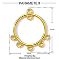 Golden fan-shaped stainless steel pendant with multiple rings for DIY jewelry making - Round Multi-hole Ring Pendant (YF617)