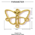 Golden butterfly stainless steel pendant connector for DIY jewelry 26x20mm - Butterfly Frame Pendant Connector (YF618)