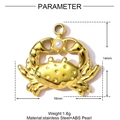 Gouden roestvrijstalen krabhanger met witte ABS-parel en sterreliëf versiering - Kunstparel Krab (YF673)