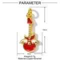 Guitar with wings gold pendant in red and white enamel with 19x8mm dimensions - Guitar With Wings (YF738)