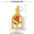 Gold-plated bell jar red rose pendant with copper enamel for DIY necklaces - Red Rose (YF740)